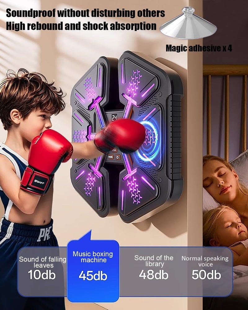 LITTCO 2025 New Music Upgrade Smart Boxing Machine (Thick Version) with Boxing Gloves, Wall-Mounted Fitness Equipment for Family, Children, Teenagers, Girls Birthday - Image 4